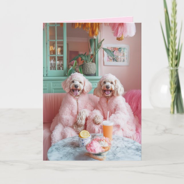 Chic Labradoodles in Pink Lounge Invitation (Front)