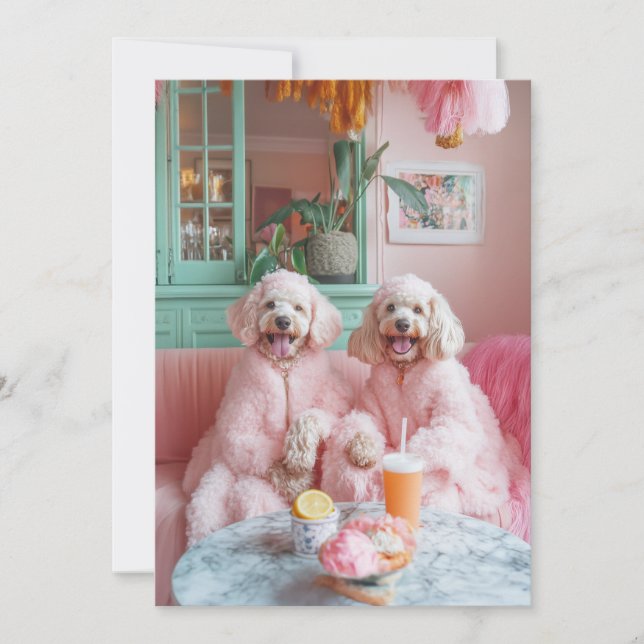 Chic Labradoodles in Pink Lounge Invitation (Front)
