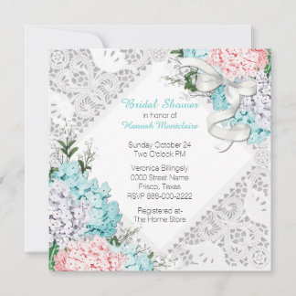 Chic Lace and Hydrangeas Bridal Shower Invitation