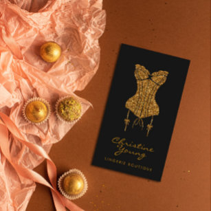 Chic Lace Lingerie Boutique Golden Business Card