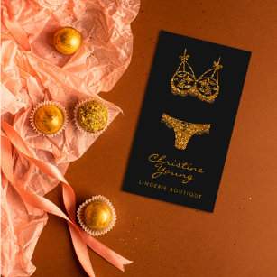 Chic Lace Lingerie Boutique Golden Glitter  Business Card