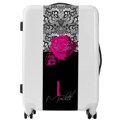 Chic Lace  Roses Personalized Luggage