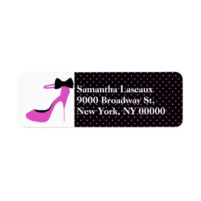 Chic Ladies Pink Stiletto High Heel Custom Custom Return Address Label