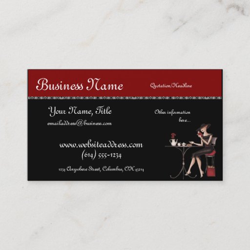 Customizable Chic Lady at the Cafe Business Cards