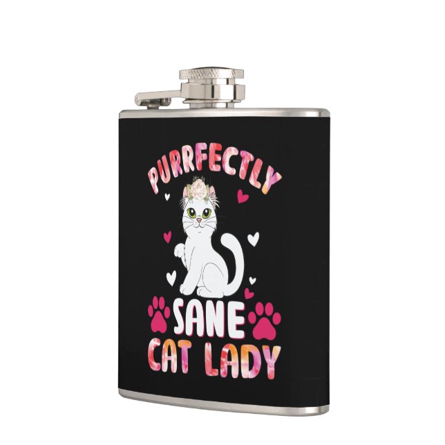 Chic Lady Cat, Purrfectly Sane Cat Lady Flask (Left)