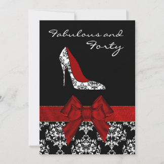 Chic Lady's Damask Stiletto Custom Invitation
