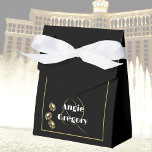Chic Las Vegas Casino Black Gold White Wedding   Favor Boxes<br><div class="desc">This elegant and chic casino style favor box features an area for your personalized message inside the flap</div>