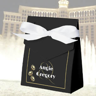 Chic Las Vegas Casino Black Gold White Wedding Favor Boxes
