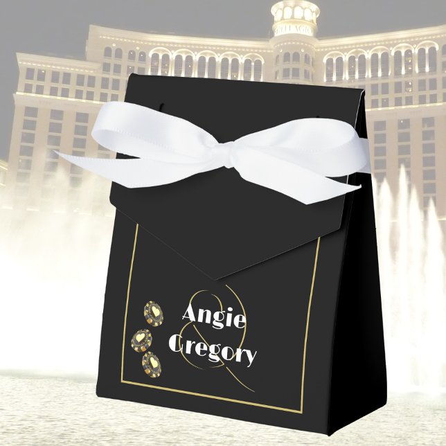 Chic Las Vegas Casino Black Gold White Wedding   Favor Boxes (Creator Uploaded)