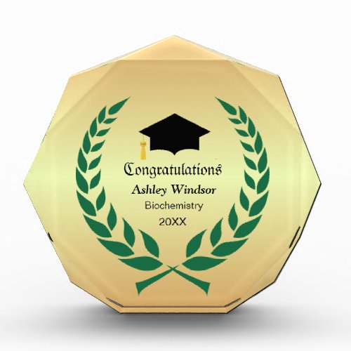 Chic Laurel Graduation on golden gradient Acrylic Award