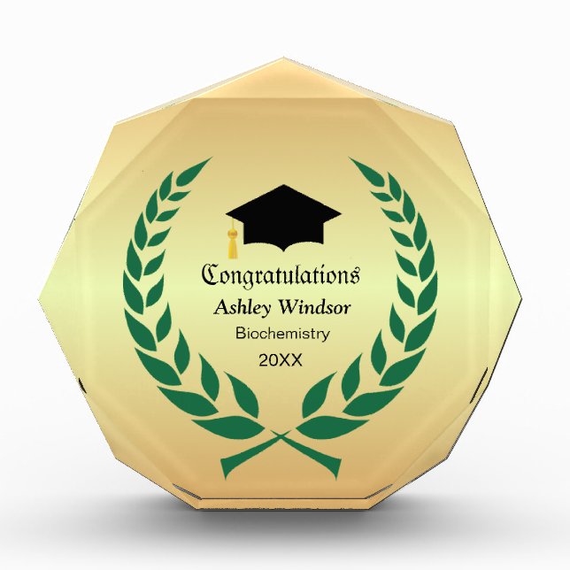 Chic Laurel Graduation on golden gradient Acrylic Award (Front)