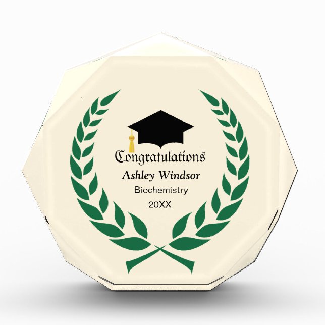 Chic Laurel Graduation on Ivory Acrylic Award (Front)