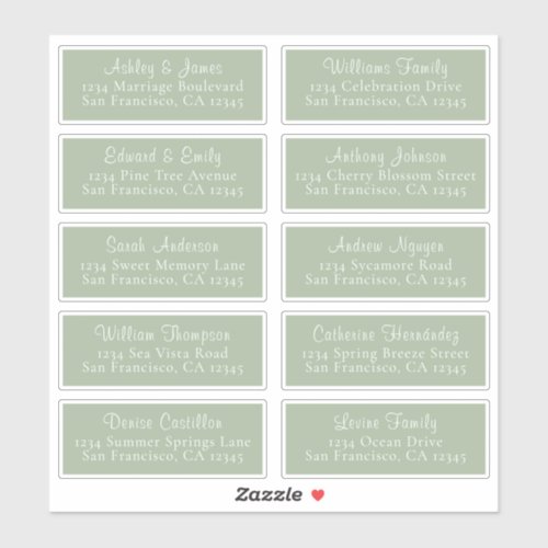 Chic Laurel Green Wedding Guest Address Labels