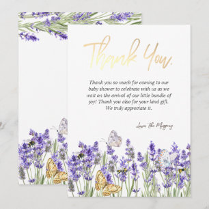 Chic Lavander Butterflies Botanical Thank You Card