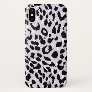 Chic Lavender and Black Animal Print with Dots iPhone X Case