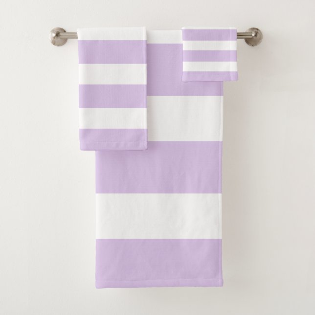 Chic Lavender and White Stripes  Bath Towel Set (Insitu)