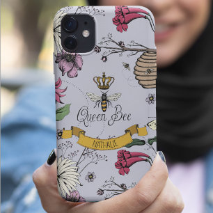 Chic Lavender, Black & Gold Queen Bee & Crown iPhone 11 Case
