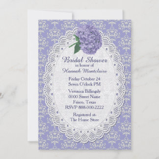 Chic Lavender Damask Bridal Shower Invitation