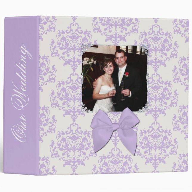 Chic Lavender Damask Wedding Binder (Front/Spine)