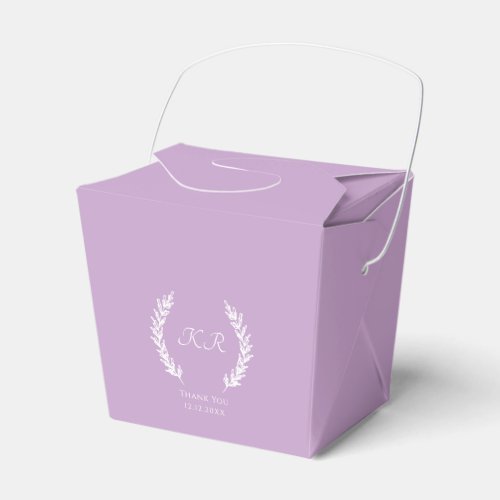 Chic Lavender Floral Monogram Modern Wedding  Favor Boxes