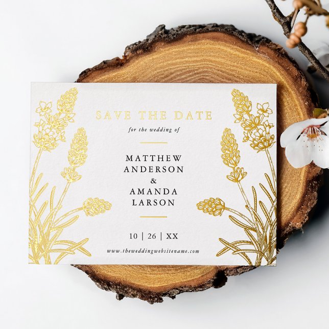 Chic Lavender Floral Non-Photo Save The Date REAL Foil Invitation (Creator Uploaded)