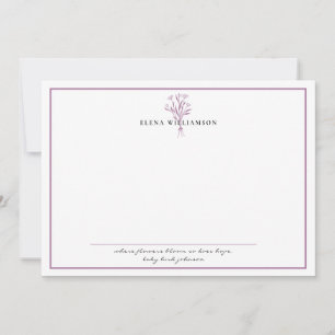Chic Lavender Frame - Flowers & Hope Personalized Note Card
