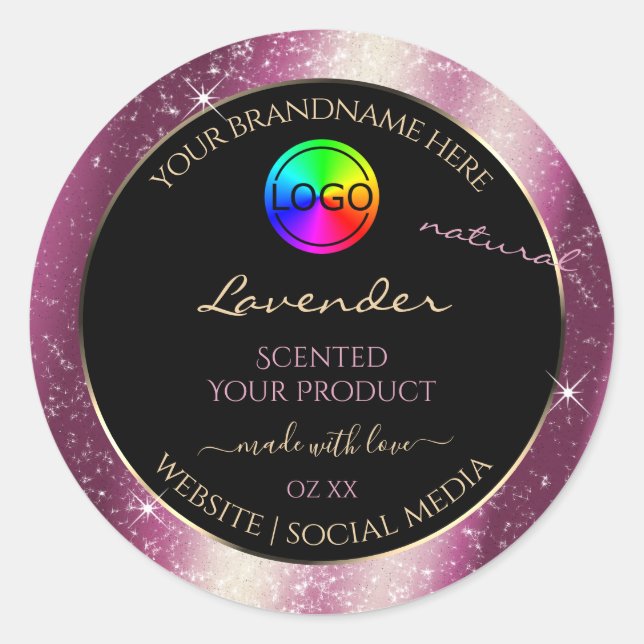 Chic Lavender Glitter Frame Product Label and Logo (Front)