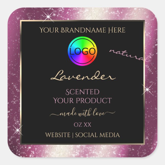 Chic Lavender Glitter Frame Product Label and Logo (Front)