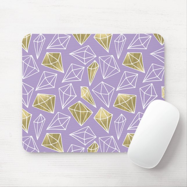 Chic Lavender Gold Diamonds Christmas Mouse Pad (With Mouse)