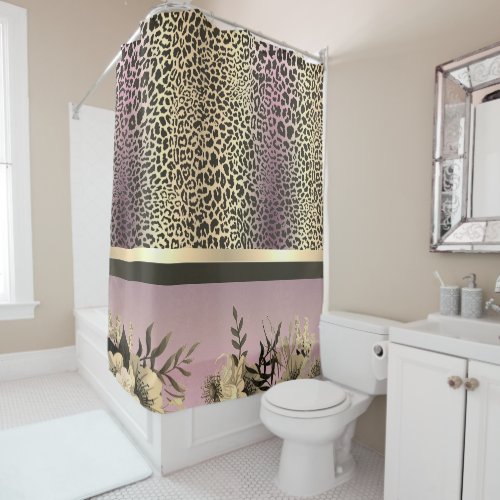 Chic Lavender Gold Safari Shower Curtain