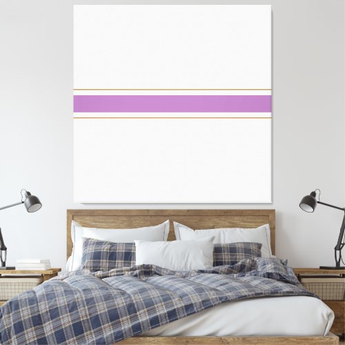 Chic Lavender Golden Brown Racing Stripes On White Canvas Print