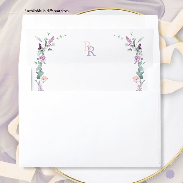 Chic Lavender Joyful Pastel Floral Wedding Envelope Liner (Creator Uploaded)