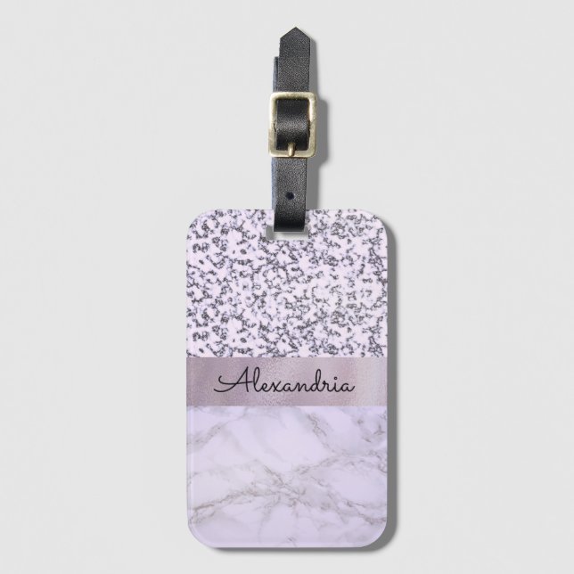 Chic Lavender Marble Luggage Tag (Front Vertical)