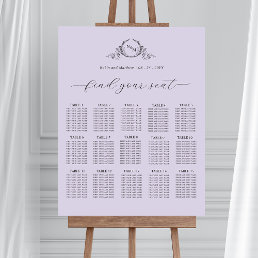Chic Lavender Monogram Wedding Seating Chart Sign