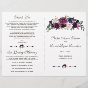 Chic Lavender Navy Blue Floral Bloom Program