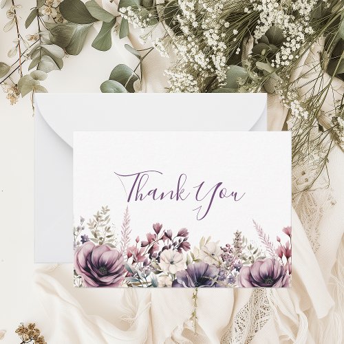 Chic Lavender Peony Floral Thank You Note Card