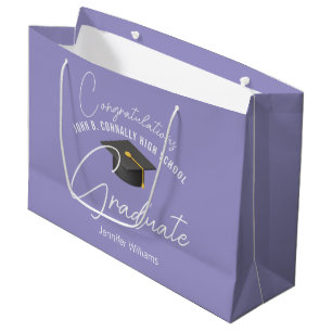Chic Lavender Personalized Graduation Party Large Gift Bag