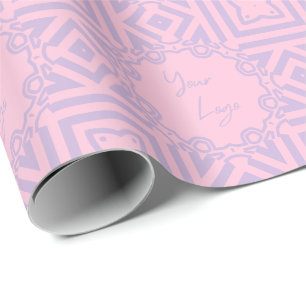 Chic Lavender Pink Stripe Custom Business Logo Wrapping Paper