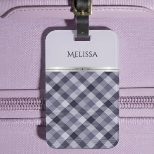 Chic Lavender Plaid Boutique Travel Accessory Luggage Tag
