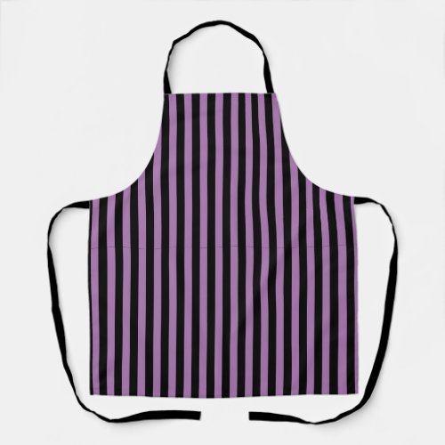 Chic Lavender Purple and Black Vertical Stripes Apron