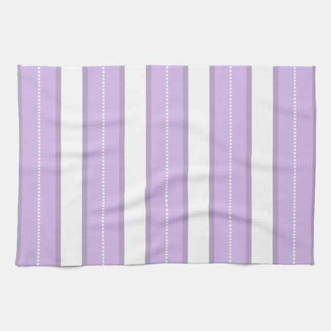 Chic Lavender Purple And White Stripes Pattern Kitchen Towel (Horizontal)