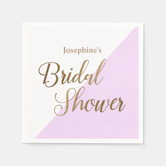  Chic Lavender Purple Bridal Shower Napkins with E (Front)