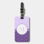 Chic Lavender Purple Custom Monogram Pattern Luggage Tag at Zazzle