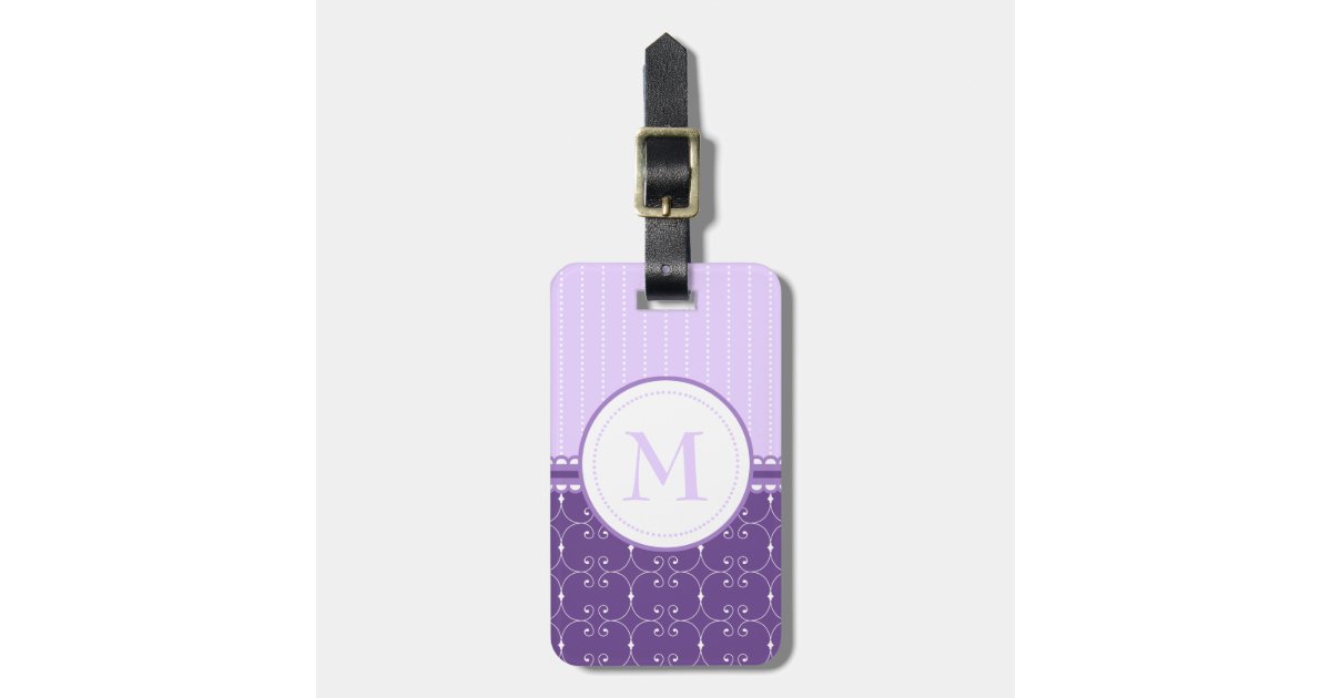 Chic Lavender Purple Custom Monogram Pattern Luggage Tag | Zazzle