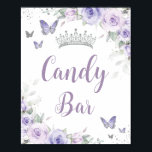 Chic Lavender Purple Floral Quinceañera Candy Bar Poster<br><div class="desc">Personalize this soft lavender purple floral tabletop sign poster easily and quickly. Simply click the customize it further button to edit the texts, change fonts and fonts colors. Featuring pretty pastel lavender purple flowers, delicate greenery and purple and silver butterflies. Great for Quinceañera, Sweet 16, bridal shower, debutante ball, birthday...</div>