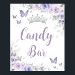 Chic Lavender Purple Floral Quinceañera Candy Bar Poster<br><div class="desc">Personalize this soft lavender purple floral tabletop sign poster easily and quickly. Simply click the customize it further button to edit the texts, change fonts and fonts colors. Featuring pretty pastel lavender purple flowers, delicate greenery and purple and silver butterflies. Great for Quinceañera, Sweet 16, bridal shower, debutante ball, birthday...</div>