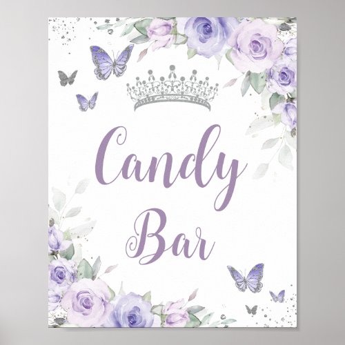 Chic Lavender Purple Floral Quinceaera Candy Bar Poster