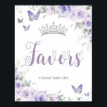 Chic Lavender Purple Floral Quinceañera Favors Poster<br><div class="desc">Personalize this soft lavender purple floral tabletop sign poster easily and quickly. Simply click the customize it further button to edit the texts, change fonts and fonts colors. Featuring pretty pastel lavender purple flowers, delicate greenery and purple and silver butterflies. Great for Quinceañera, Sweet 16, bridal shower, debutante ball, birthday...</div>