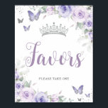 Chic Lavender Purple Floral Quinceañera Favors Poster<br><div class="desc">Personalize this soft lavender purple floral tabletop sign poster easily and quickly. Simply click the customize it further button to edit the texts, change fonts and fonts colors. Featuring pretty pastel lavender purple flowers, delicate greenery and purple and silver butterflies. Great for Quinceañera, Sweet 16, bridal shower, debutante ball, birthday...</div>
