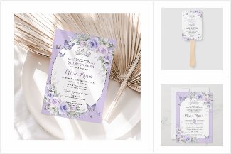 Chic Lavender Purple Floral Quinceañera Sweet 16 